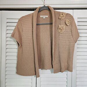 CAbi Cap Sleeve Sweater Bolero Flower #294 size L